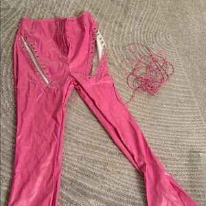 Pink Lace-Up Pants